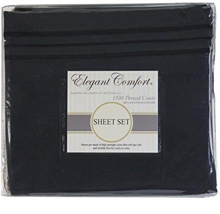 Elegant Comfort Best, Softest, Coziest Bed Sheets Ever! 1800 Premier Brushed Luxury Wrinkle Resistant Bedding Sheets - Deep Pocket with Soft Silky Touch, King, Black