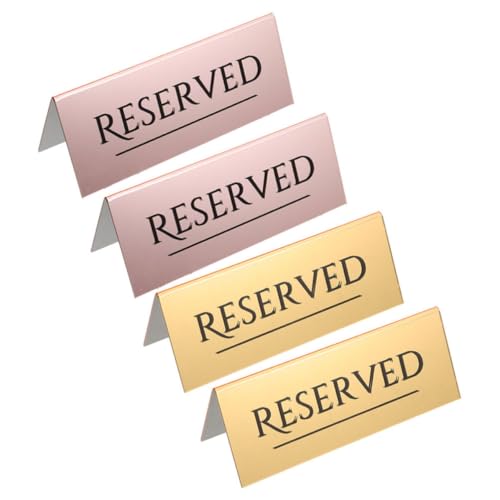 KALLORY 4pcs Acrylic V-shaped Reserved Signs Double-sided Table Markers for Restaurant Wedding Reception Hotel Desk Display Clear Seating Information Portable and Elegant