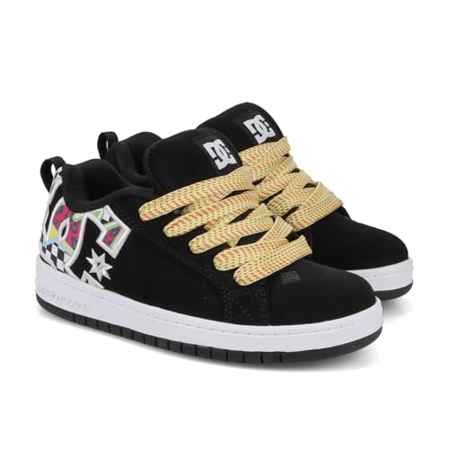DC Sneaker Skate Shoe, Black/Multi, 6 US Unisex Big Kid
