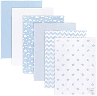 Comfy Cubs Burp Cloths for Baby, 100% Cotton Washcloths Double Layered, Large, Extra Absorbent and Soft Muslin Squares for Boys and Girls (Blue, Pack of 6)