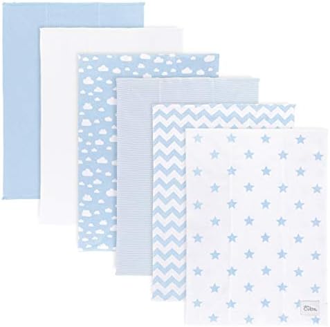 Comfy Cubs Burp Cloths 6 Pack Large 100% Cotton Washcloths Double Layered Absorbent Burping Cloth Extra Absorbent Baby Burp Cloth Extra Soft for Boys and Girls (Blue, Pack of 6)