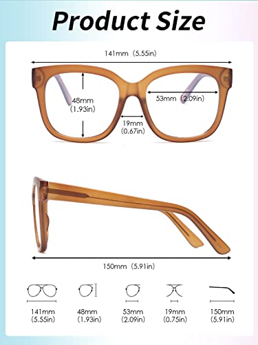 Jim Halo Blue Light Blocker Glasses for Women Oversized Square Computer Glasses Metal CP Temples Brown - Image 4