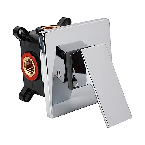 FQRDKT シャワー蛇口混合弁 シャワーコントロールバルブ 隠し埋め込みボックス 省スペース バスルームシャワーハンドルバルブ シャワーミキサーバルブ, 銀