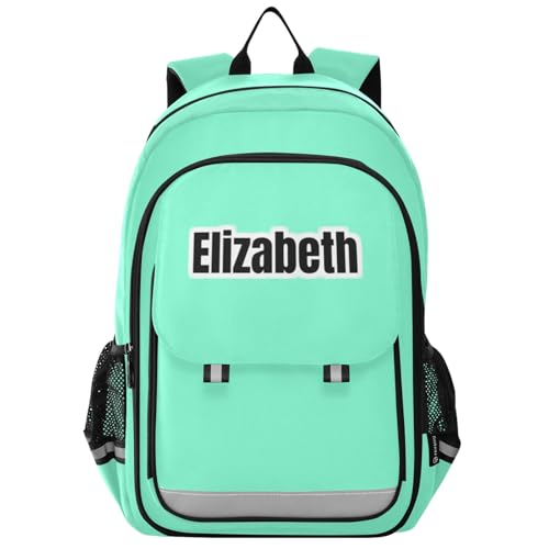 ODAWA Mochila personalizada verde floresta infantil, mochila de viagem para crianças grandes, 43 cm, Água-marinha, 17 Inches