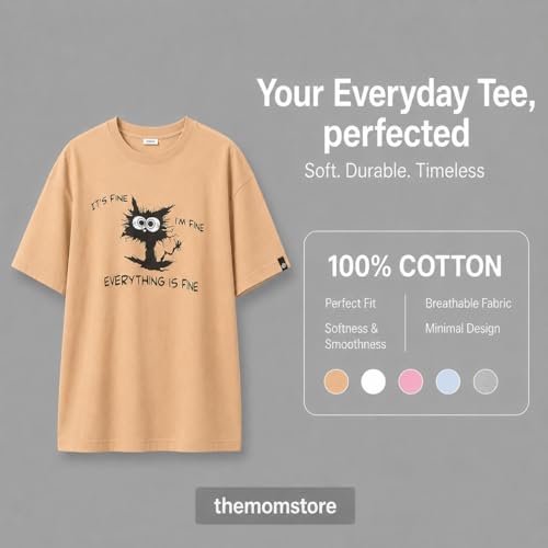 Image of The Mom Store Mom T-Shirt | Cotton | Pre and Post Pregnancy | Quirky Statements | Comfortable | Oversized
