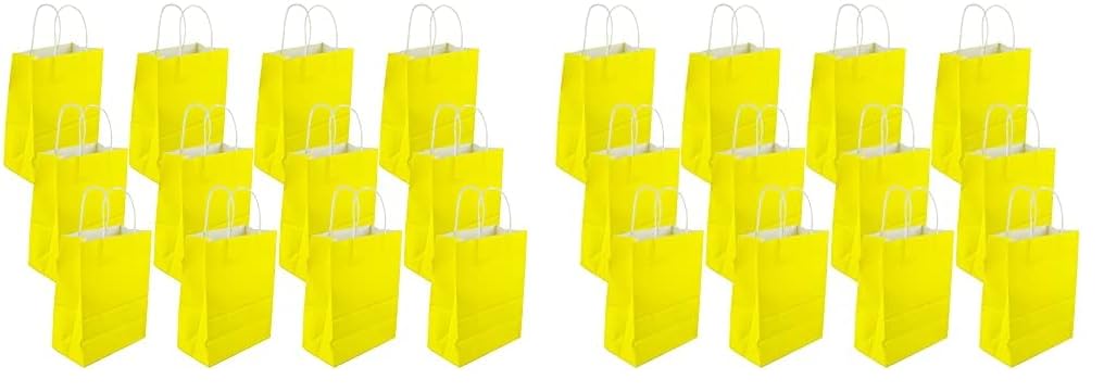 R-Moment Rosymoment Paper Gift Bags 12 Pieces Set, Eco Friendly Paper Bags, With Handles Bulk, Paper Bags, Shopping Bags, Kraft Bags, Retail Bags, Party Bags 27X21X11Cm, Color Yellow, Psb2922Y
