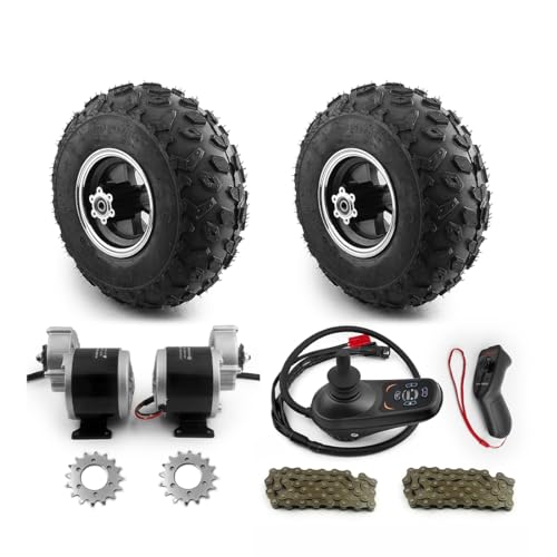 L-faster Electric Sand Beach Barrow Trolley Cart, Dual Drive Geared Motor Kit, DIY, Fat Wheel, Chain, 24V, 700W, 14.5 Inch (with Remote Max Speed 11kph)