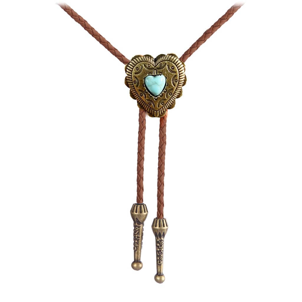 Joxevyia Bolo Tie for Men Vintage Cow Skull Leather Rope Western Cowboy Necktie Vintage Bola Tie Gift for Him