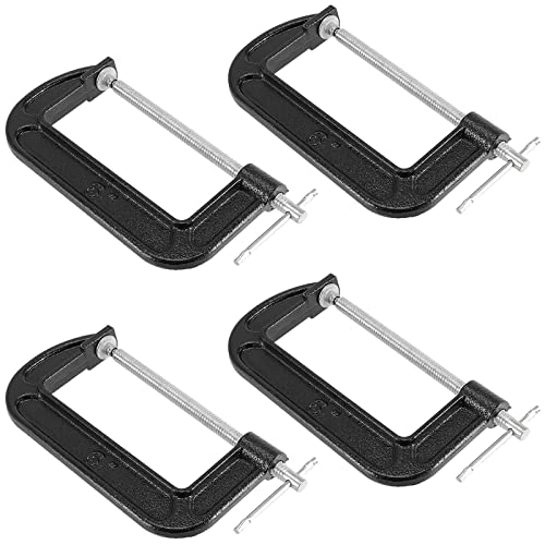 Japchet 4 Packs 6 Inches Black C Clamp, Malleable Iron C-Clamp, Heavy-Duty C-Clamp For Metalworking, Woodworking, 6-Inch Max Jaw Opening, 2-3/4 Inch Throat Depth #TOP8