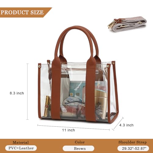Image of LOXOMU Clear Tote Bag Stadium Approved Crossbody Clear Bag for Stadium Events Plastic Purse Handbag for Women