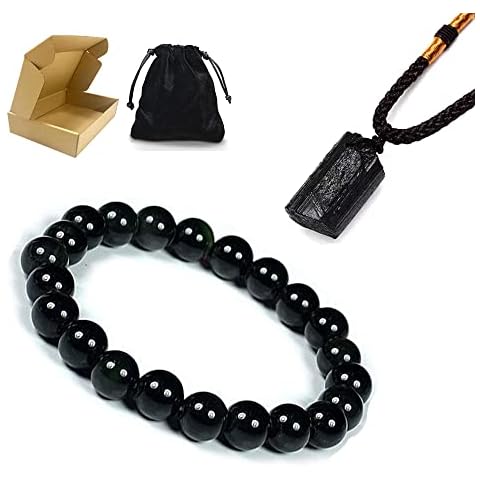 2Piece Obsidian Healing Crystal Yoga Bracelet, Black Tourmaline Original Pendant Tourmaline, Ward Off Evil Spirits and Protect The Body, Increase Fortune Cover