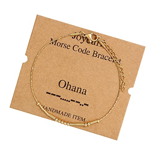 Image of JoycuFF Inspirational Morse Code Bracelets for Women Silver Beads Jewelry Encouragement Mantra Gifts for Her