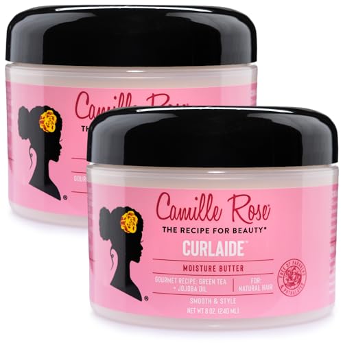 Image of Camille Rose Curlaide Moisture Butter 2-Pack - Curly Hair Cream with Green Tea & Jojoba, Detangler, 8 Fl Oz