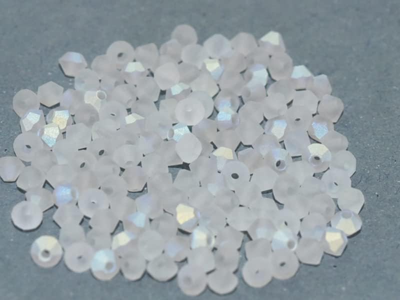 144 pcs Machine Cut Beads (M.C. Beads) 3 mm, Crystal AB Matte, Czech Glass