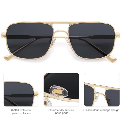 SOJOS Retro Square Aviator Polarized Sunglasses Women Men Vintage Shades Womens Mens Sun Glasses SJ12344