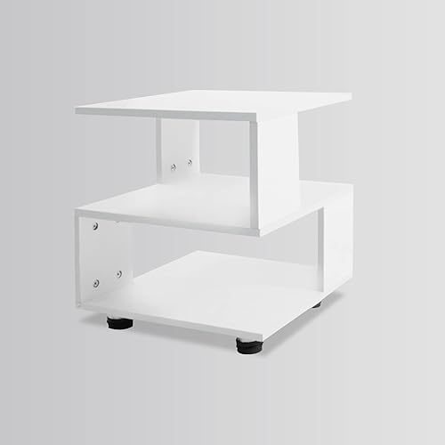 Miniatura 21 de MASAKA B&W - Mesitas de noche negras Magic Cube, estilo moderno - Mesitas de noche rectangulares de diseño hueco de 2 niveles, mesa de noche Negro