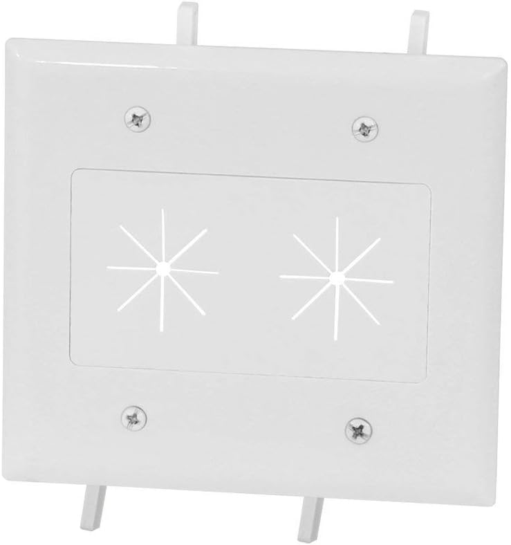 DataComm Electronics 45-0015-WH 2-Gang Cable Plate with Flexible Opening - White