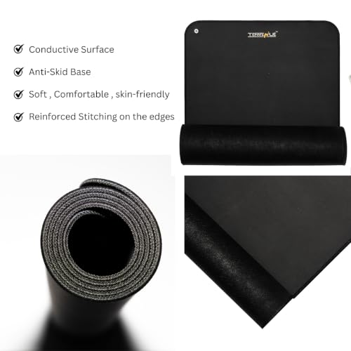 Image of Grounding Mat Kit with Voltage Tester & Multimeter | Earthing Mat 60x40cm | Black Anti-Skid Carbon-Leather Grounding Sheet | For Desk, Bed & Feet | Body Earthing Pad India |