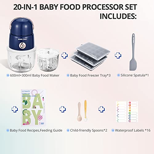 Mama Daily 20-In-1 Baby Food Maker/Storage/Feeding System, Mini Baby Food Processor Set, Baby Puree Food Mill Blender Grinder Chopper Electirc, Newborn Essentials Baby Shower Gifts For Homemade Food #TOP1