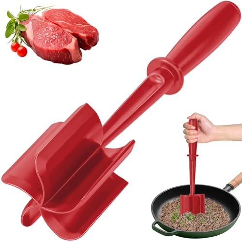 Tritacarne macinata, tritacarne con testa a 5 lame, versatile e resistente al calore ad alta temperatura, tritacarne antiaderente, utensili da cucina in nylon (rosso, 1 confezione)