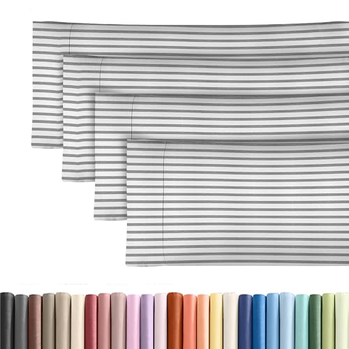 Body Pillow Cases Set of 4 - Ultra Soft Pillowcase Covers - Grey Stripes
