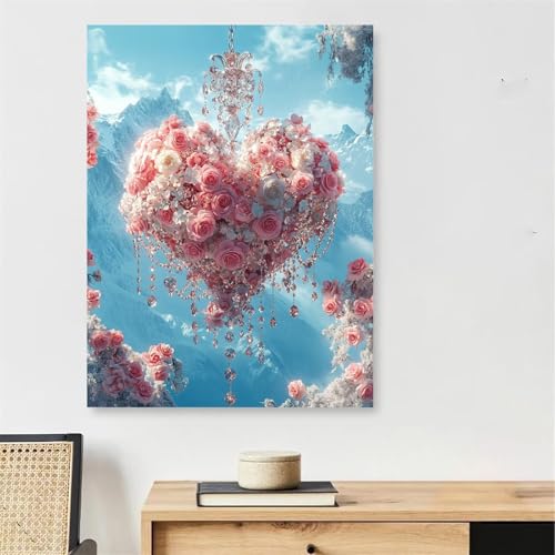 Peinture numéro adulte avec cadre 60x90cm de qualité supérieure au motif floral romantique