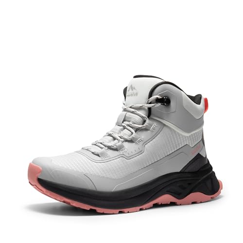 NORTIV 8 Women's Waterproof Lightweight Hiking Boots Trekking for Outdoor 5.5 Grey Pink