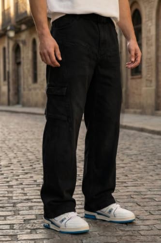 Image of Veirdo Men's Baggy Cargo Oversized Pants with Utility Pockets, Relaxed Loose Fit Street Style Trousers for Casual wear, Travel, (Size S to 2XL)