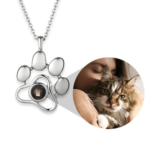 Collar con proyección de imagen personalizada, collar con huella de pata de gato y perro, lindo personaje de impresión de animal de mascota personalizado, regalos personalizados para amantes de perros