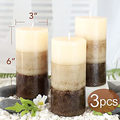 Pillar Candles Vanilla Cupcake Scented, Immeiscent Aromatherapy Candles, 60+ Hours Burn Long Lasting, Mottled Layered Candles For Home Scented, Spa, Restaurant, Set Of 3 (Vanilla Cupcake 3"X6") #TOP4