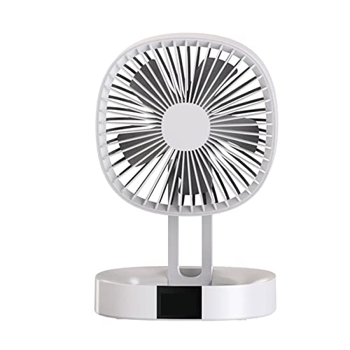 SMTYXS Ventilador eléctrico portátil Mini aire acondicionado 2000mAh escritorio USB recargable ventilador plegable refrigeración for dormitorio Mini ventilador de techo(White)