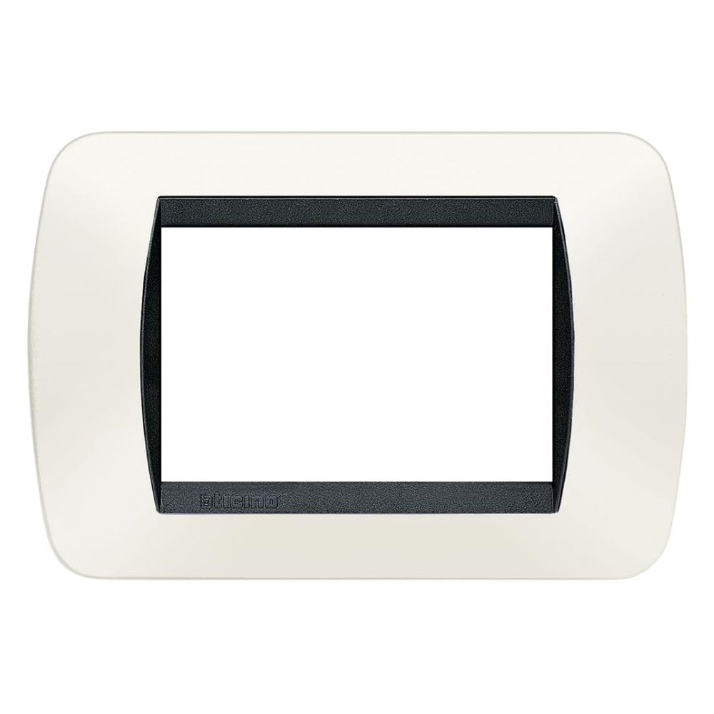 Placca Living Light International Bticino 3 Posti Tecnopolimero L4803 per Interruttori Prese e Pulsanti (5, Bianco L4803PB)