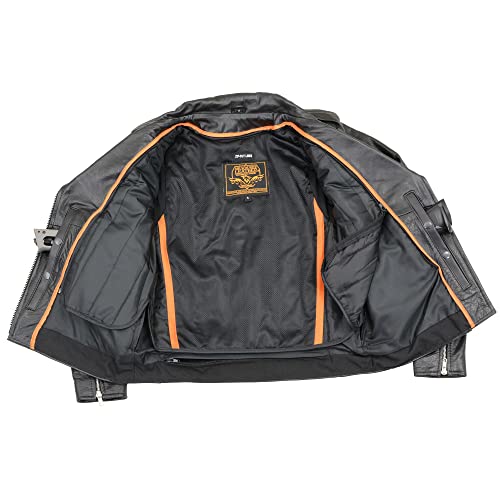 LCL2700P Ladies Black Basic Classic Motorcycle Premium Leather Jacket with Side Laces w/Plus Sizes (US, Alpha, 5X-Large, Regular, Regular, Black)