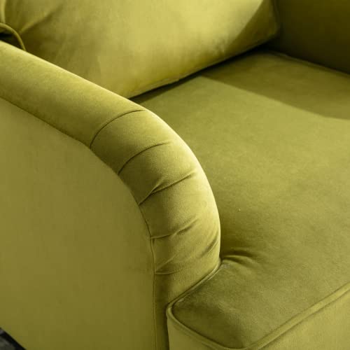 Chairus Mid-Century Modern Accent Chair Living Room Chair Velvet Arm Chair Comfy Upholstered Single Sofa Chair For Lounge/Bedroom/Office, Olive Green #TOP5
