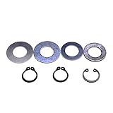 Kit comprenant : - 2 rondelles diamètre intérieur 16 mm / diamètre extérieur 32 mm ; - 3 rondelles diamètre intérieur 16 mm / diamètre extérieur 27 mm ; - 2 circlips diamètre 16 modèle 1 ; - 1 circlips diamètre 16 modèle 2.