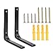 Cozlly 2 Pz Staffe Mensole da Muro, 15cm x 12.3cm Staffe a Forma di L per Scaffali, Carico Massimo 75 kg, Supporto per Mensole in Metallo, Staffe Angolari per Scaffali, Nero