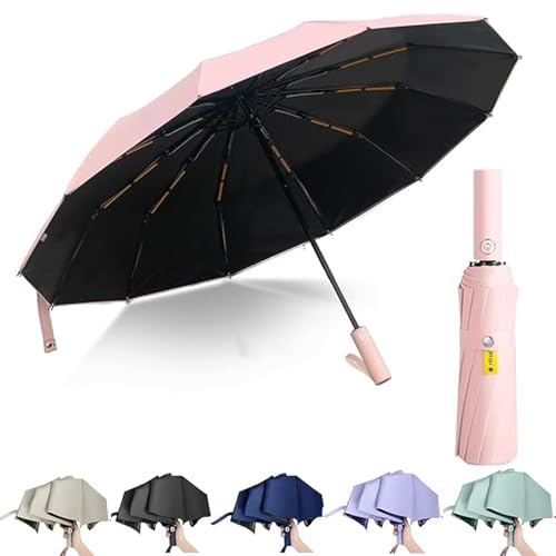 Paraguas Plegable Automático,Paraguas Plegable Grande con Protección UV,Paraguas de Viaje Compacto, Resistente al...