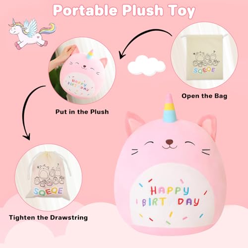 Image of SQEQE Cat Plush Toy Unicorn Cat Stuffed Animal Cute Birthday Cat Plushies Pillow Soft Plushie Doll Gifts for Kid Decor(Pink Caticorn, 10 Inch)
