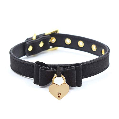 PU Leather Bow Collar Necklace Choker with Bell Cat Cosplay Kitty Necklace
