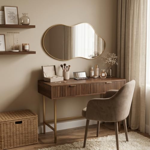Image of Irregular wall Mirror 24 inchx41 inch Gold Asymmetrical Mirror