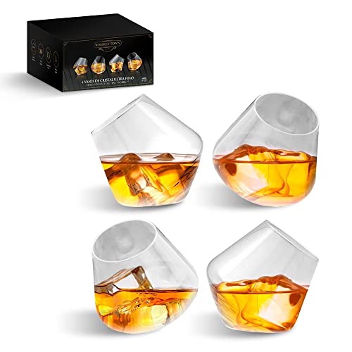 El Mejor Listado de Vasos de agua y de whisky - los preferidos. 41 WHISKEY TOWN Vasos de Vidrio Inclinados tipo “Wobbly” (4 Pz), Diseño Original y Divertido. Vasos para Whisky Cristal de la Mejor Calidad, Conservan el Sabor y Aroma, Ideal...