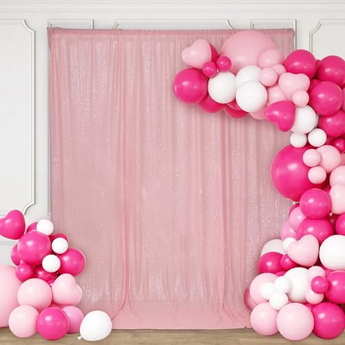 Image of PartyDelight Pink Sequin Backdrop 6x6ft 4 Inch Rod Pocket | Dense 3mm sequins on mesh backing with 4 inch rod pocket for full body photos ceremony arches party walls and stage displays