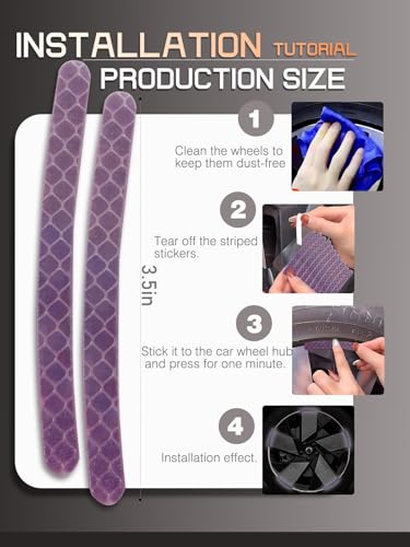 Image of 20PCS Car Wheel Reflective Decorative Strip,Night Safety Warning Stickers,Cars,Motorcycles,Bicycles are Applicable, Colorful and Diverse, a Street the Most Beautiful Car (Light Purple)