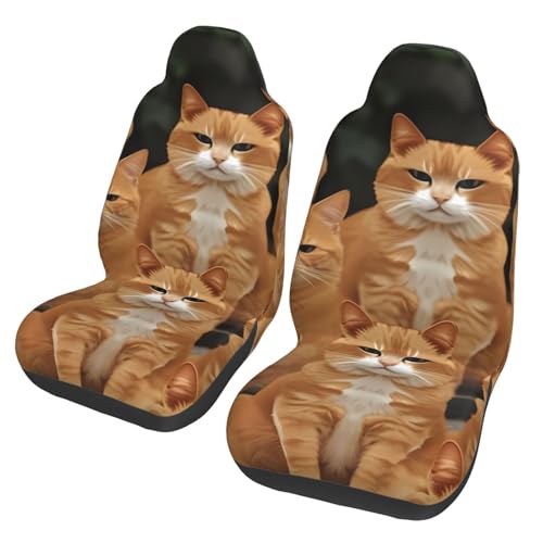 Housse de siège de voiture orange et chat en lot de 2 housses universelles