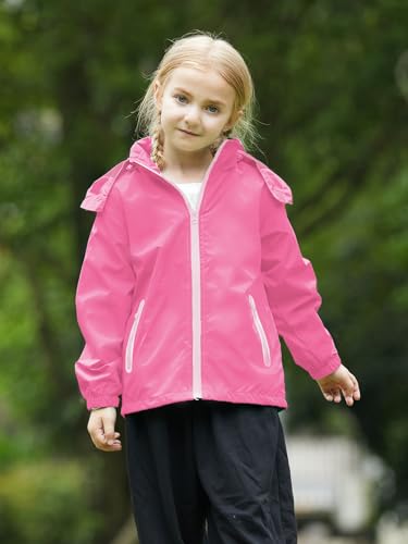 Image of SaphiRose Kids Waterproof Rain Jacket Mesh Lined with Removable Hood | Lightweight rain coat, windproof, breathable, school, camping, travel, outdoor play, boys and girls