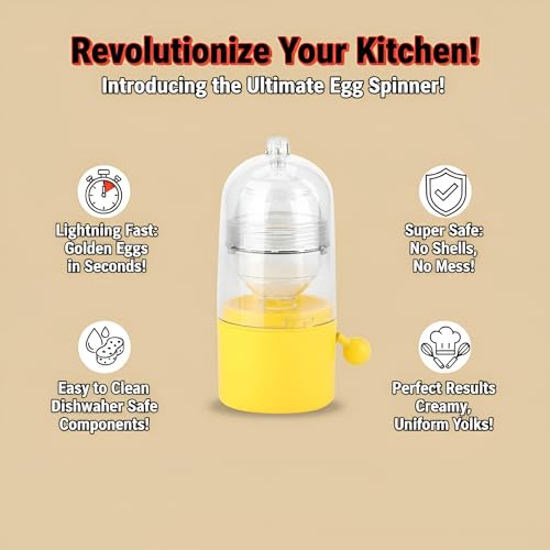 Image of Alark Egg Scrambler Shaker Whisk Hand Powered Golden Egg Maker with Pulling Rope Eggs Cooking Tool Mixer Kitchen Gadgets Manual Egg Shakers Egg Yolk Egg White Mixer for Making Hard Boiled Golden Eggs