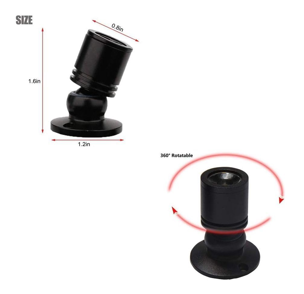 LED Mini Spotlight Kit, DC12V Display Set, 1.5W Dimmable, 6.56ft Cord, Black (Cold White 6000k, Pack-2)