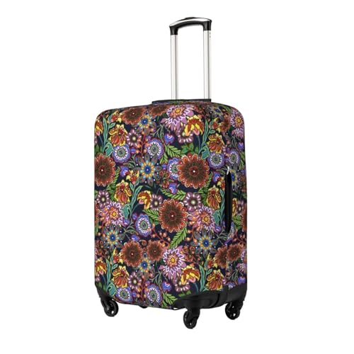 Vintage Floral Print Luggage Cover Elasticated Suitcase Covers TSA Approved Stylish Scratch Washable Resistant Case Protector for Kids and Adults2