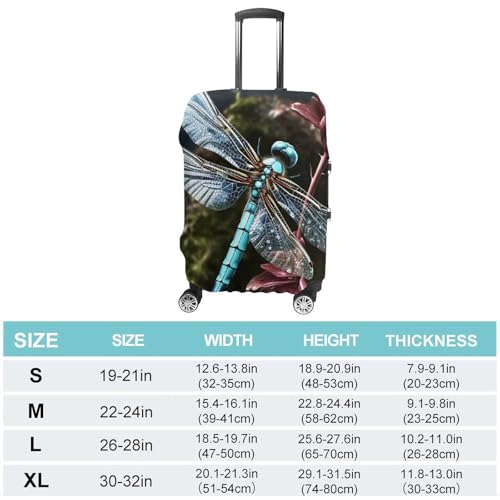 Blue Dragonfly Luggage Cover, Elastic Luggage Protector Fits 19-32in Suitcases, Washable & Anti-Scratch Suitcase Cover for Men Women M2
