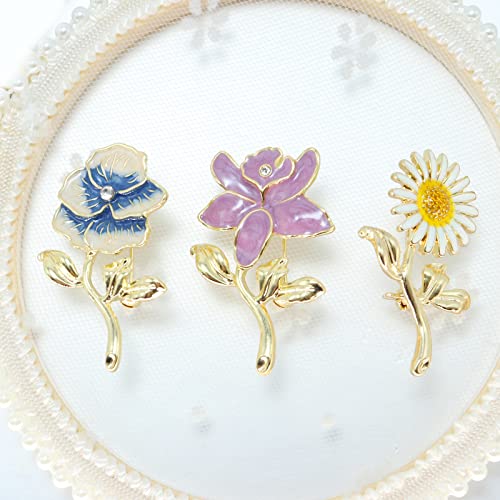 Image of Enamel Daisy Flowr Brooch Pin,Cute Sun Flower Suit Lapel Pin Plant Gladdon Flower Coat Pin Clothes Accessories Wedding Party Jewelry for Women Girl